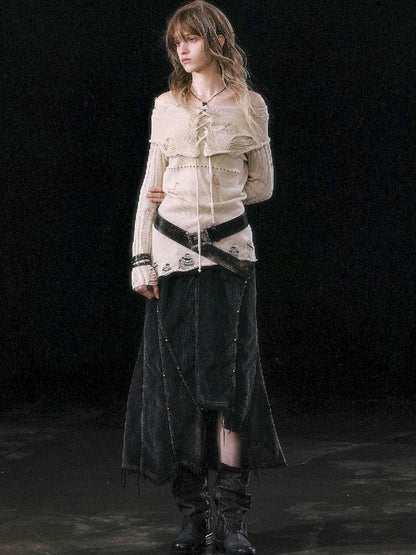 IRREGULAR Splicing Split Fishtail Skirt [S0000010759]