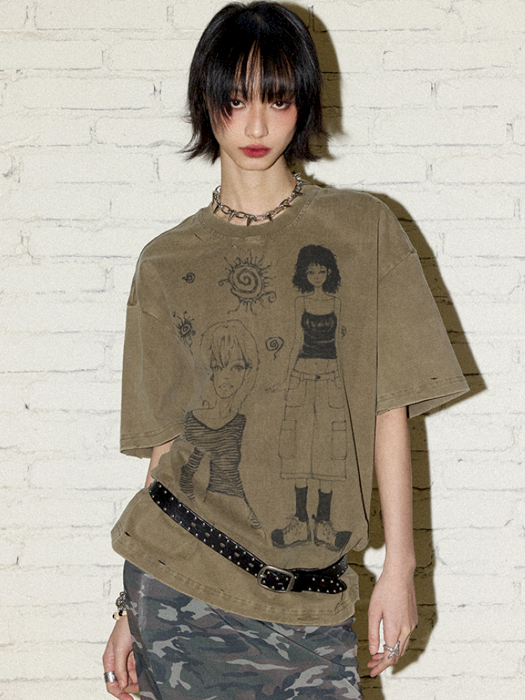 Printed Short Sleeve T-Shirt【s0000012426】
