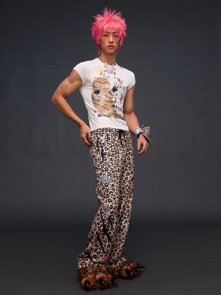 Cat Print Slim Fit T-Shirt【s0000017027】
