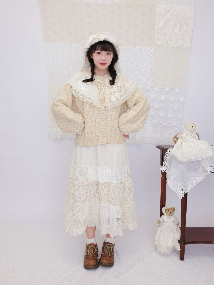 Handmade Lace Twist Knit Sweater【s0000016502】