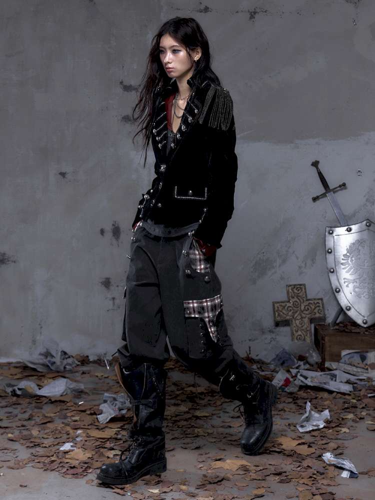 Waist-Defining Flocked Suit Jacket【s0000014458】