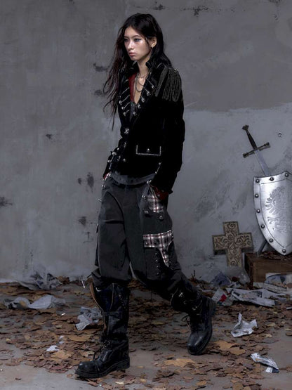 Waist-Defining Flocked Suit Jacket【s0000014458】