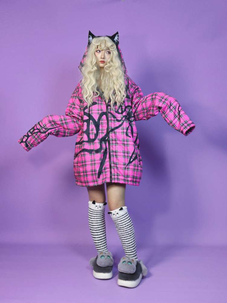 Y2K Subculture Loose Hooded Fleece Jacket【s0000014632】