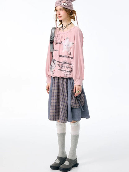 Vintage Plaid Patchwork Midi Skirt【s0000017871】