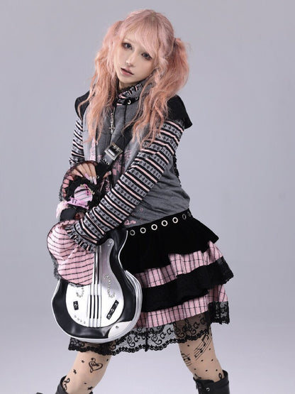 Velvet Striped Fluffy Note Skirt【s0000016226】