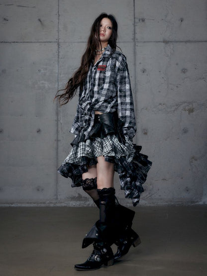 Heavy leather bustier skirt【s0000013467】