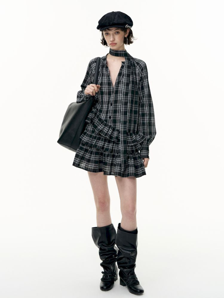 Plaid Ruffle Dress【s0000013739】