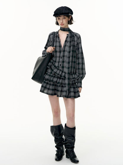 Plaid Ruffle Dress【s0000013739】