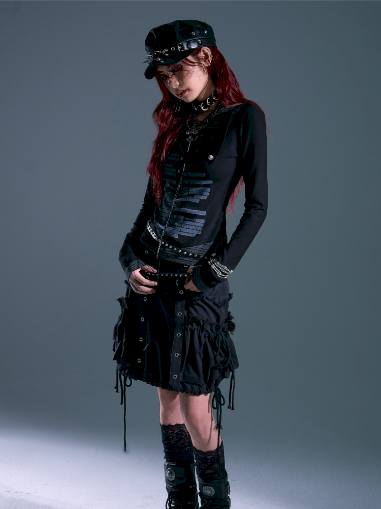 Lace-Up Slim-Fit Long-Sleeve Knit Base【s0000013911】