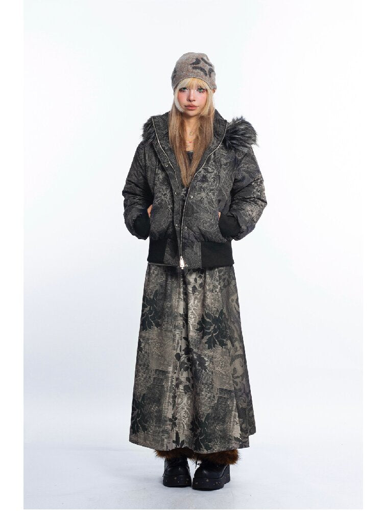 Dark Pattern Fur Collar Down Jacket【s0000018052】