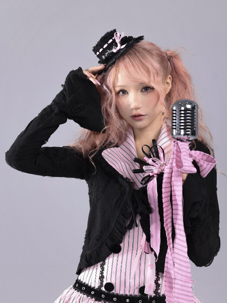 Striped Black Sweet Suit Collar Jsk【s0000016222】