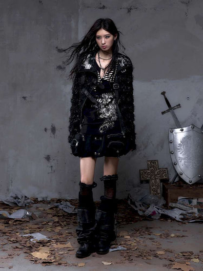 Leather Print Collared Coat【s0000014468】