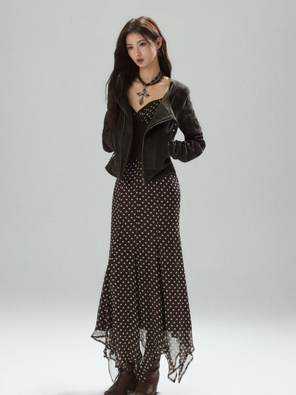 Coffee Polka Dot Tunic Sundress【s0000015595】