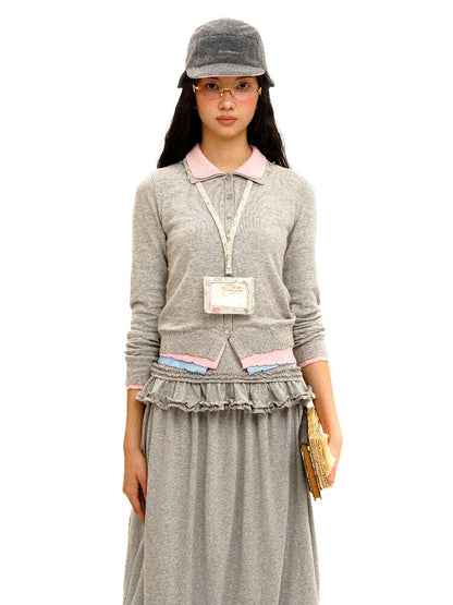 Contrast Fake 3-Piece Knit Cardigan【s0000016101】