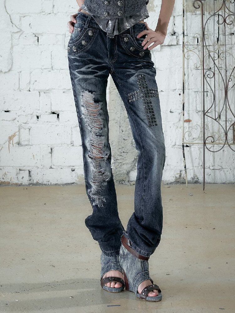 Hot Drill Heavy Wash Denim Pants【s0000016977】