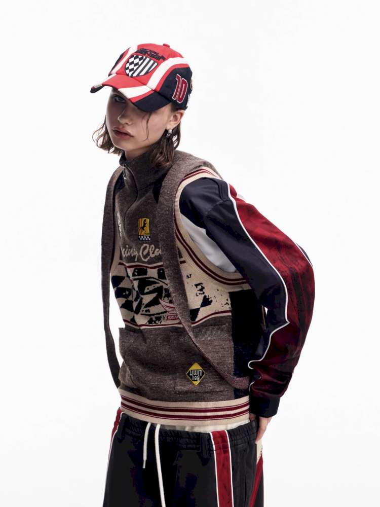 Vintage Racing Knitted Vest【s0000015177】