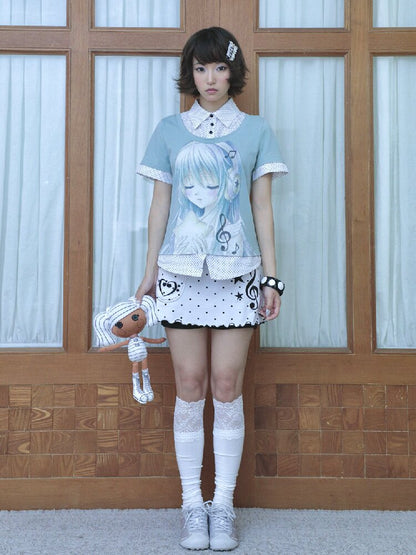 Comic Girl Fake Polka Dot Shirt【s0000016550】