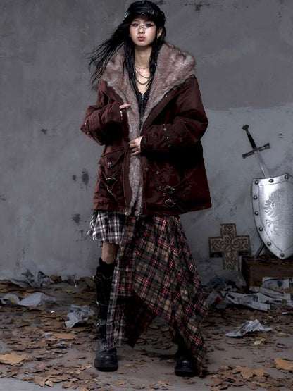 Mid-Length Fleece-Lined Cotton Jacket【s0000014475】