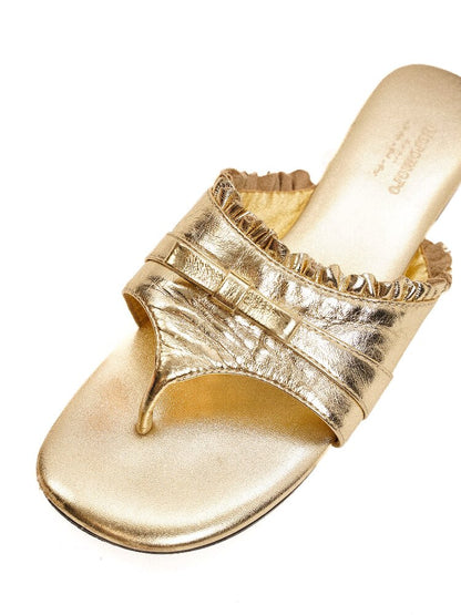 Top Grain Cowhide Ruffled Flip Flop【s0000017441】