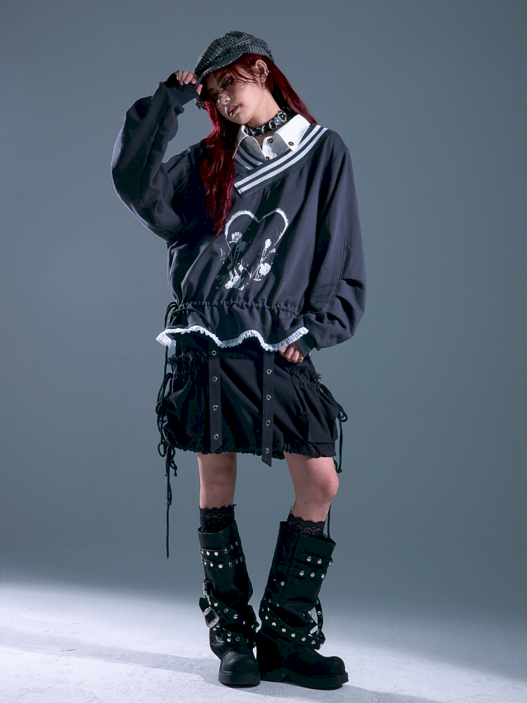 Drawstring Oversized Hoodie Top【s0000013912】