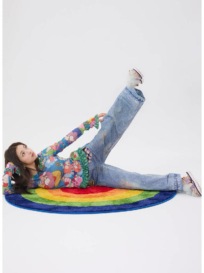 Hand Painted Patchwork Cotton Jeans【s0000016189】