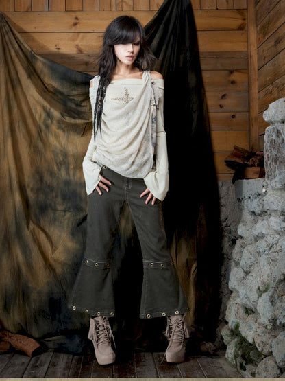 Slim-Fit Off-Shoulder Long-Sleeve T-Shirt【s0000013895】