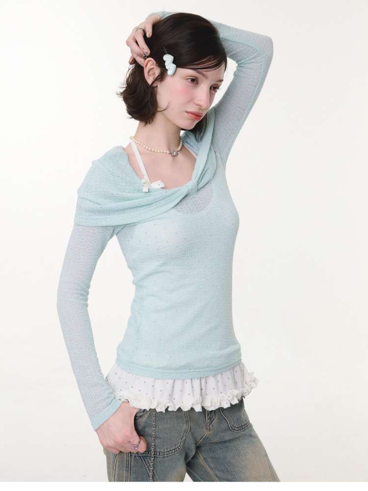 Soft Cloud Knot Slim Knitted Top【s0000015426】