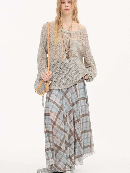 Diagonal Openwork Beaded Knitwear【s0000015405】