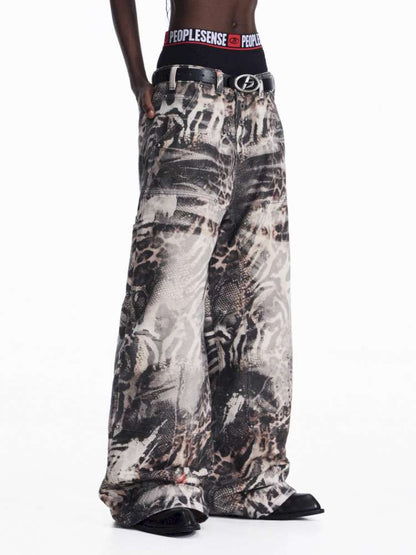 Ombre Zebra Print Rebuilt Jeans【s0000015182】