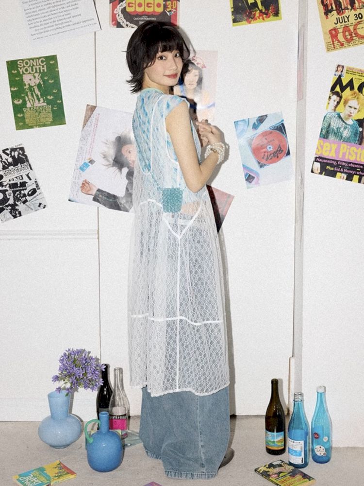 Starfish Printed Lace Hollow Out Dress【s0000012297】