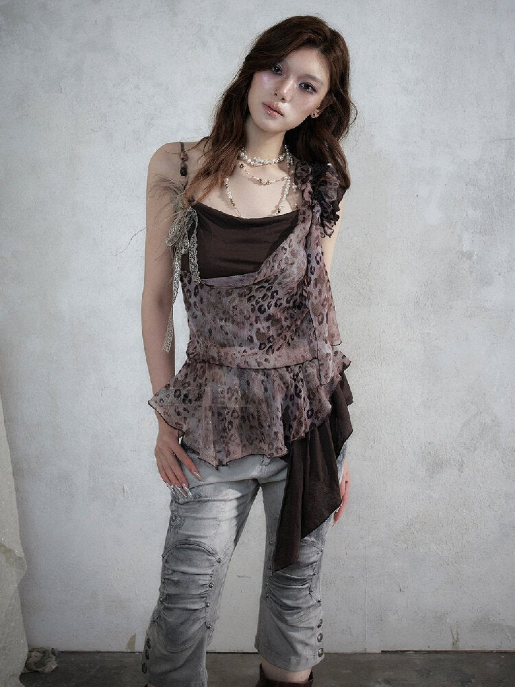 Vintage Leopard Patchwork Camisole【s0000017857】
