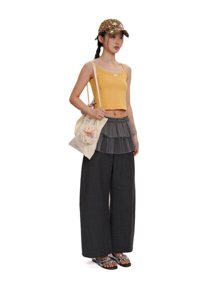 Micro Machete Draped Wide Leg Western Trousers【s0000012507】