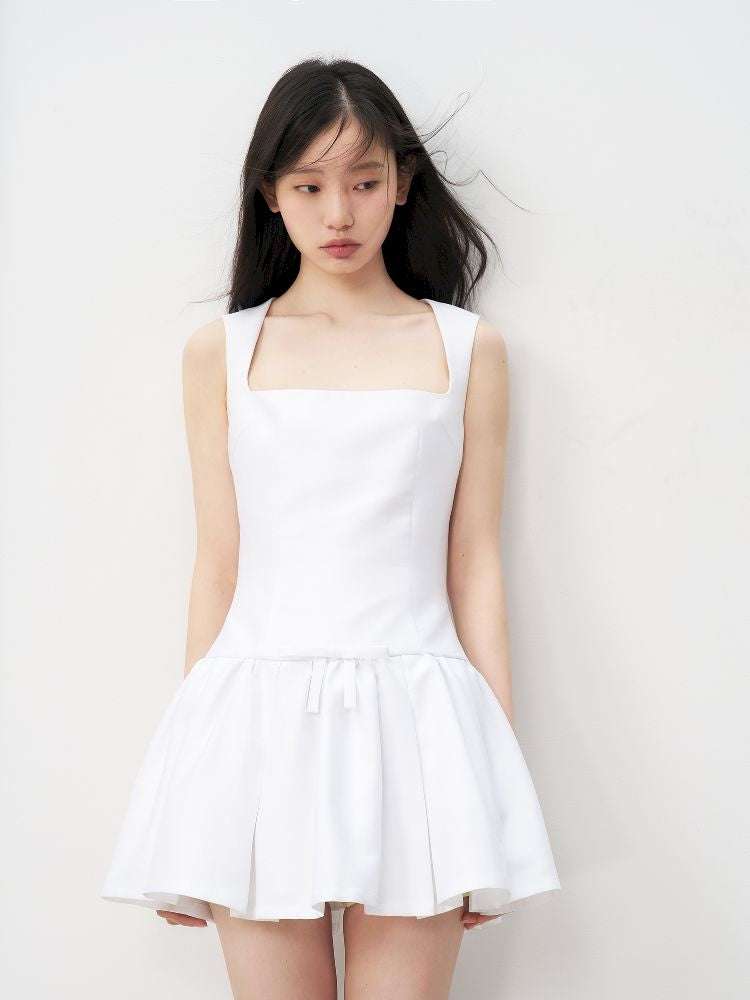 Bowknot Waisted A-line Puffy Short Dress【s0000011957】