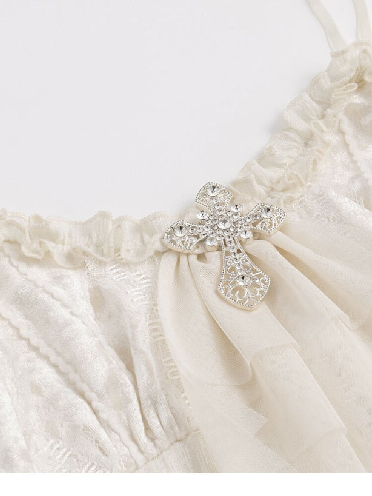 Chiffon Lace Spaghetti Dress【s0000018102】