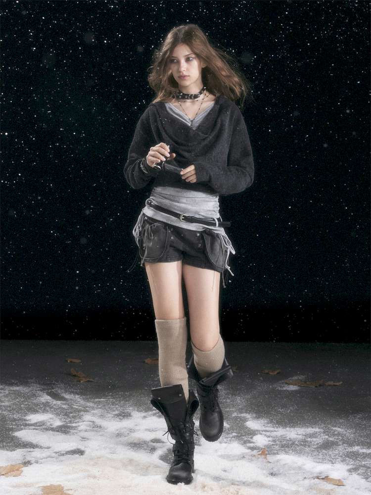 Striped Distressed Hooded Top【s0000014674】