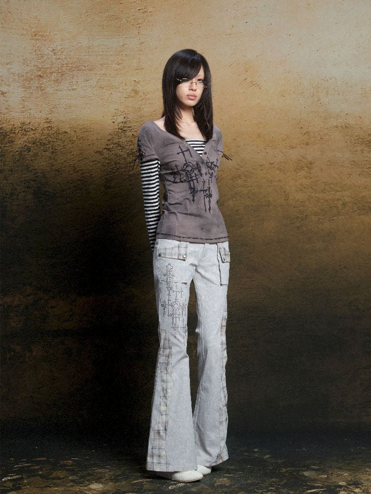 Double Waistband Drilling Decoration Pants【s0000011810】