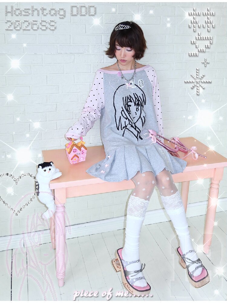 Pink Gray Pixel Pleated Dress【s0000016545】
