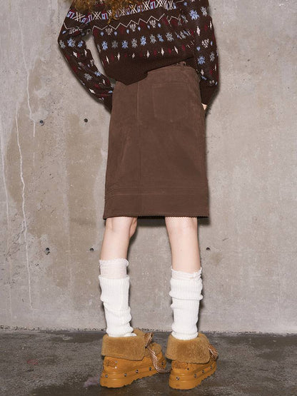 Large Pockets Leather Skirt【s0000014410】