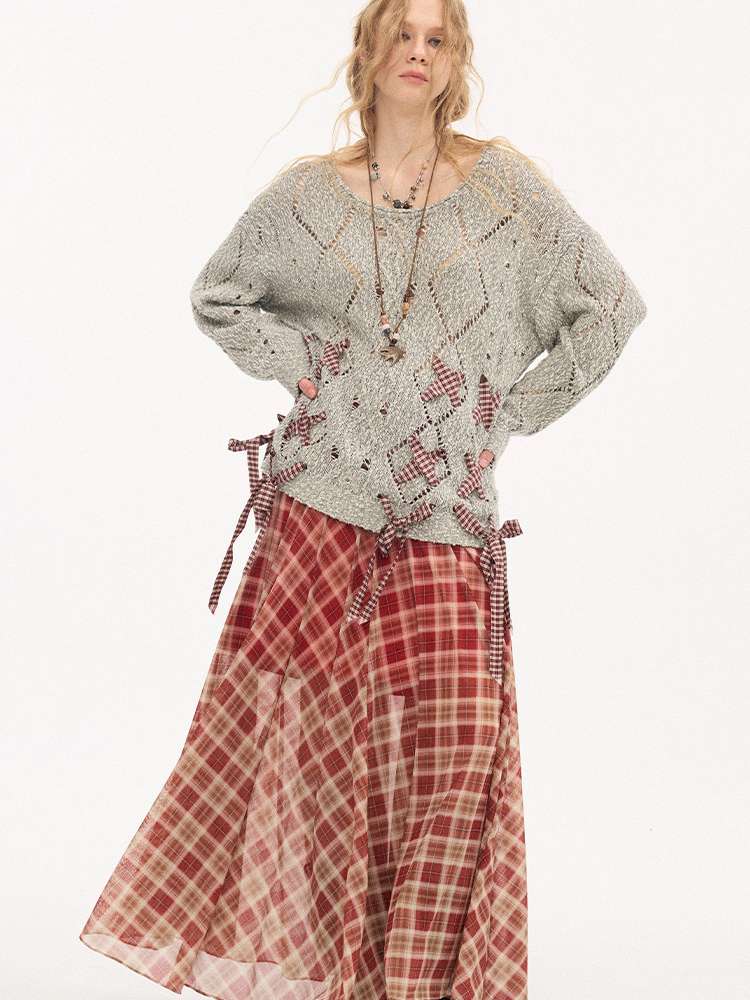 Strappy Rhombus Openwork Sweater【s0000015407】
