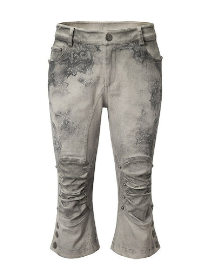 Distressed Lace Print Cropped Pants【s0000017860】