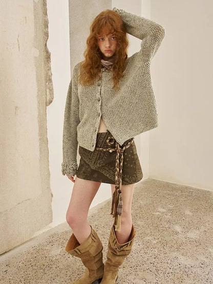 Oversized Vintage-Style Knit Cardigan【s0000014056】