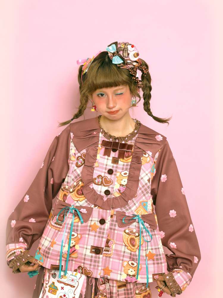 Pink-Brown Vintage Doll-Style Jacket【s0000014514】