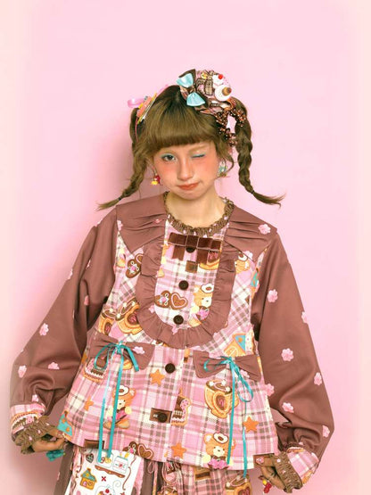 Pink-Brown Vintage Doll-Style Jacket【s0000014514】