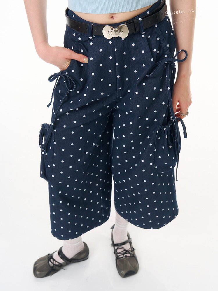 Dark Blue Polka Dot Casual Pants【s0000016603】