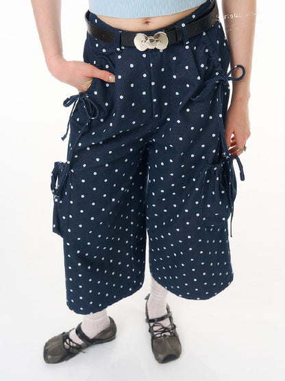 Dark Blue Polka Dot Casual Pants【s0000016603】