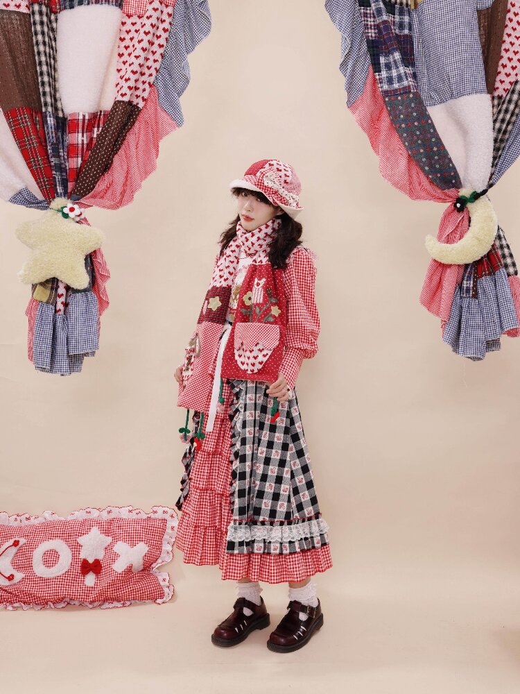 Checkered Jacquard Lace Dress【s0000019289】