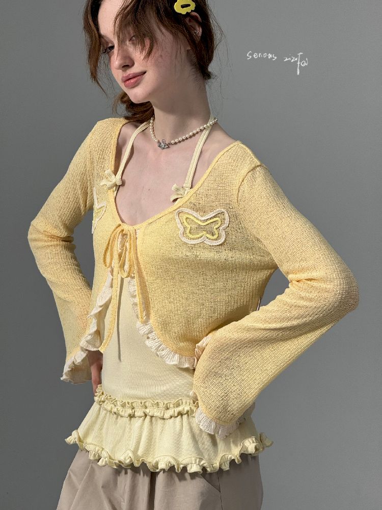 Butterfly Lace Knit Cardigan【s0000012229】