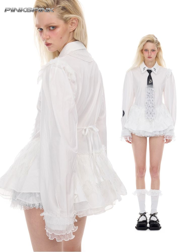 Punk Ballet Lolita White Lace Shirt【s0000012985】