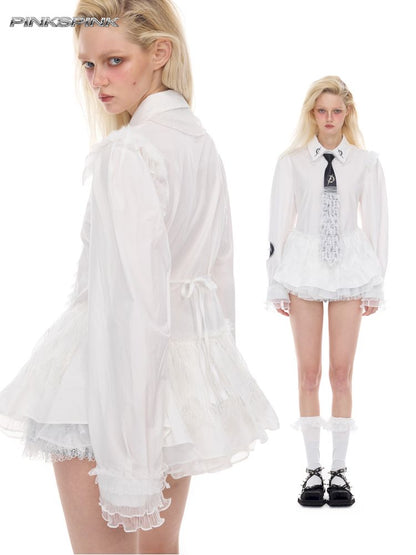 Punk Ballet Lolita White Lace Shirt【s0000012985】