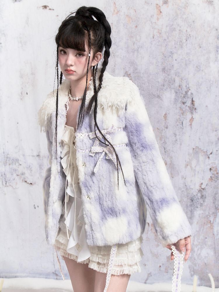 Tie-Dye Patchwork Rabbit Fur Coat【s0000005306】